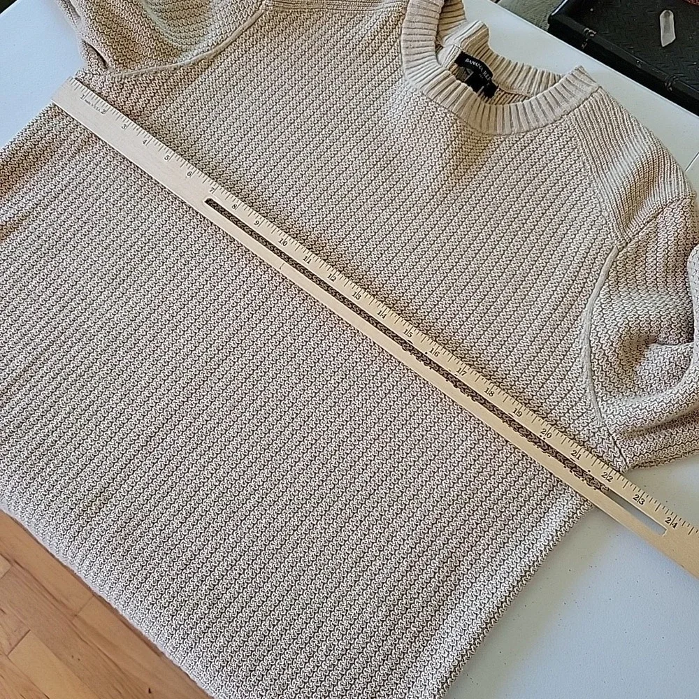 Banana Republic Cotton Knit Pullover‎ Sweater Large Tan Crewneck Minimalist